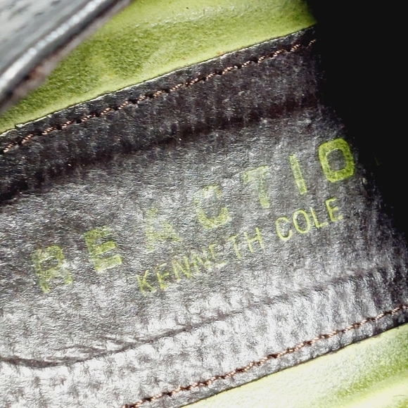 Kenneth Cole Reaction Mixed Wingtip Plaid Fabric Black Leather Oxfords O637 - Picture 9 of 12